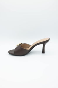 Top Moda Elsa Buckle Kitten Heels for Women in Brown