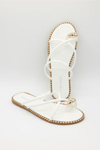 Top Moda Mick toe loop slides white 