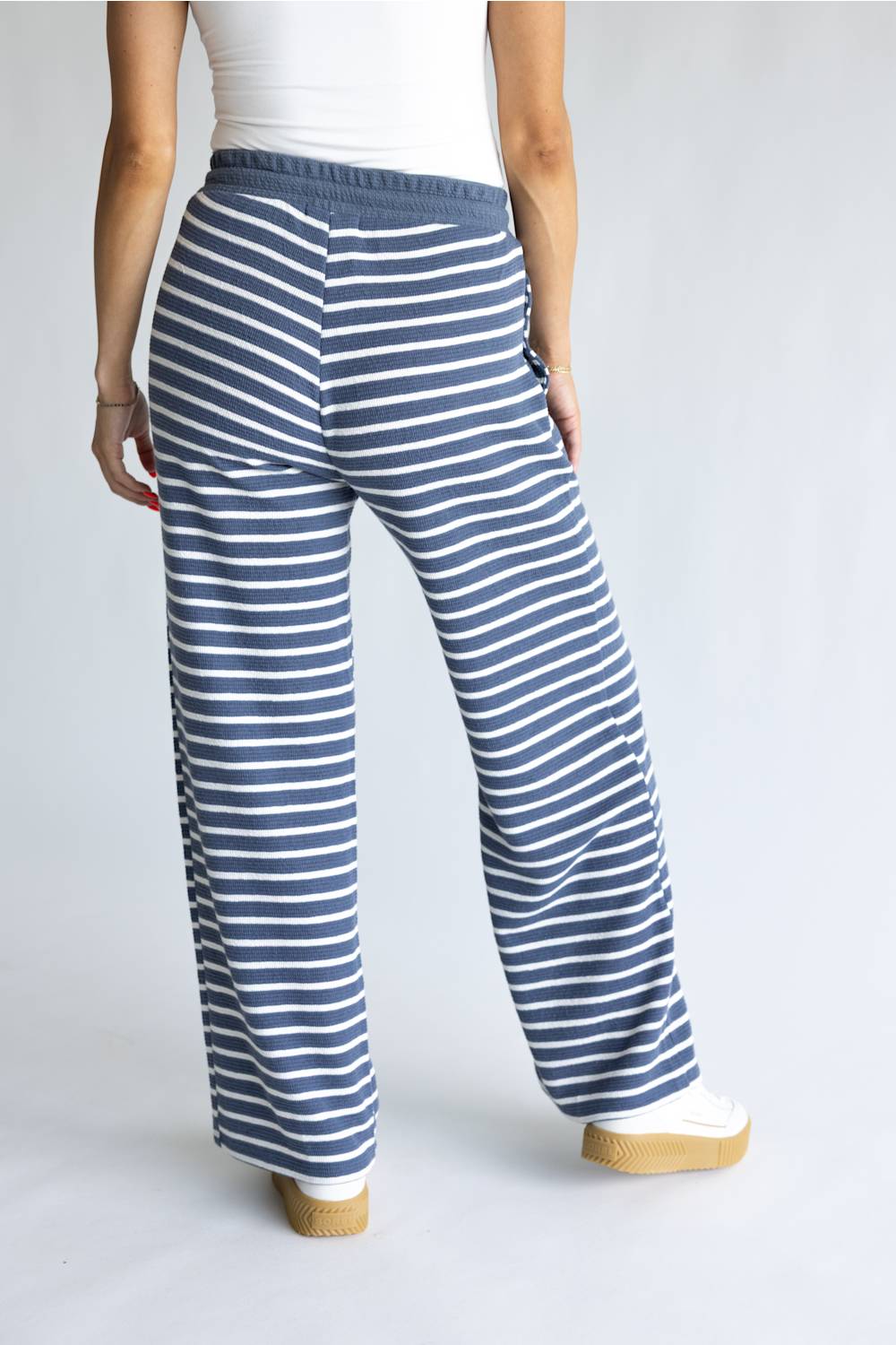 Tres Bien Striped Cloudy Knit Pants for Women in Denim
