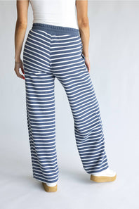 Tres Bien Striped Cloudy Knit Pants for Women in Denim