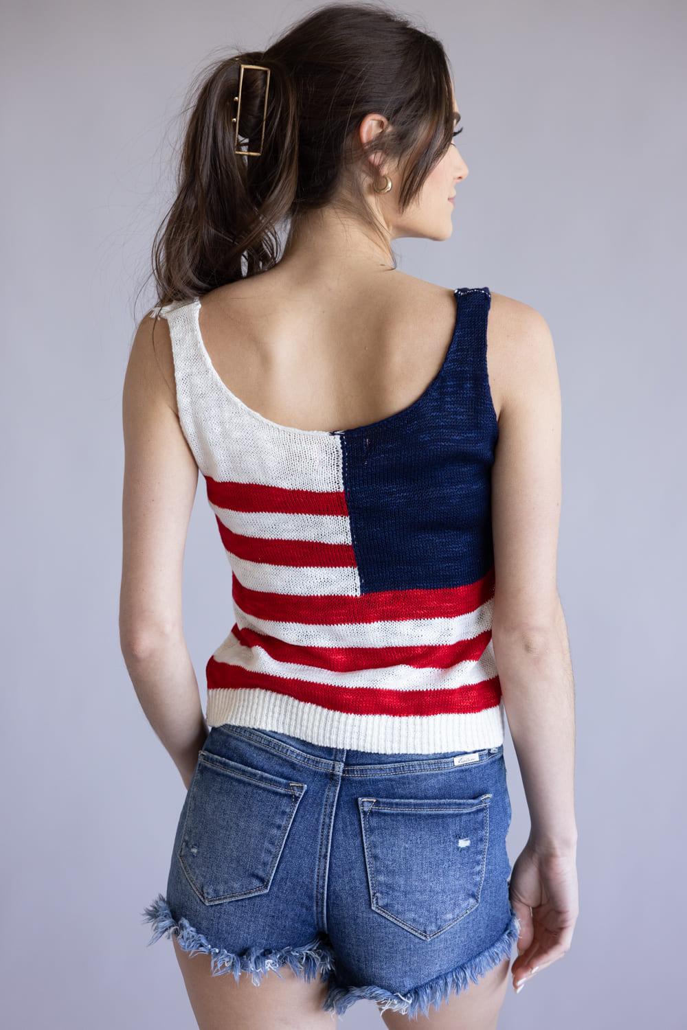 Simply Southern USA Scoop Neck Tank Top for Women in Red/White