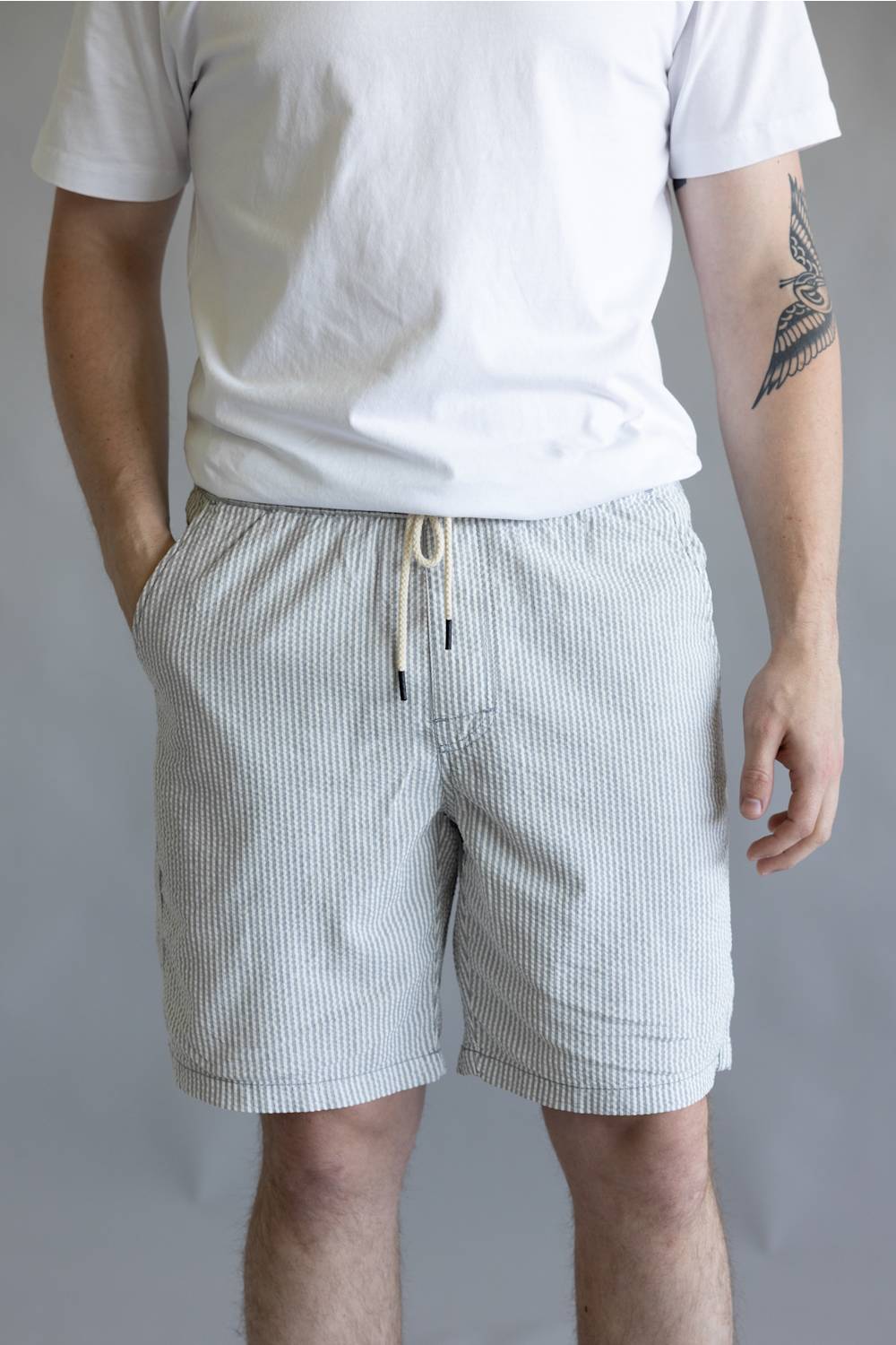 Union Paloma Seersucker 8” Shorts for Men in White