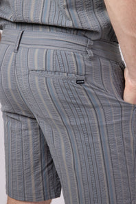 Union Paloma Seersucker 8” Shorts for Men in Grey