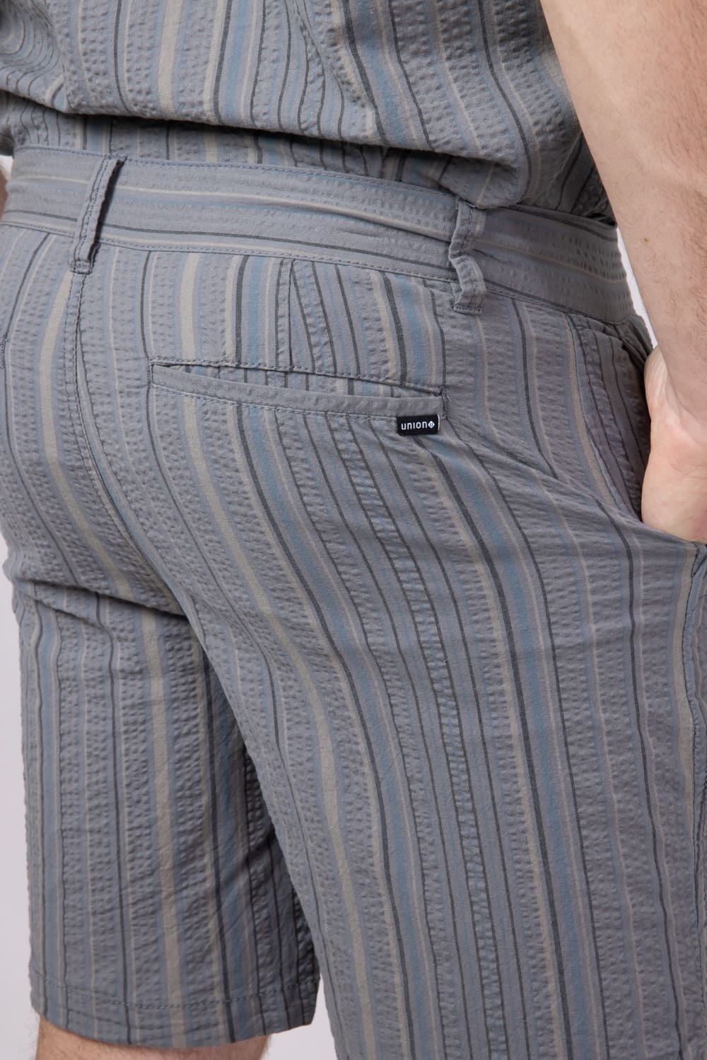 Union Paloma Seersucker 8” Shorts for Men in Grey