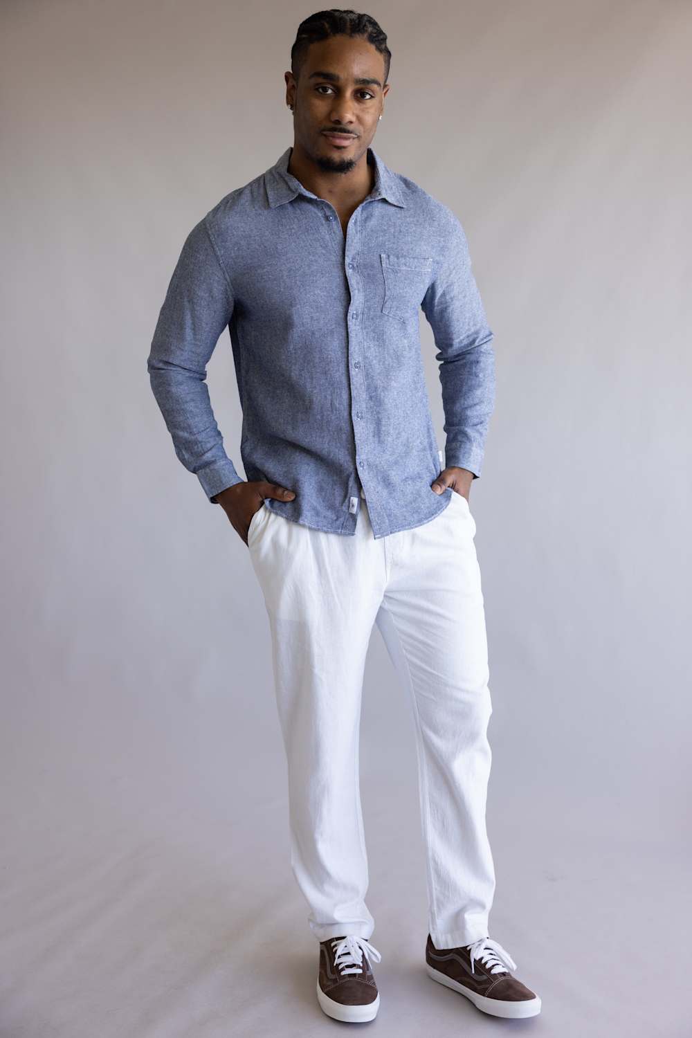 Vintage Summer Linen Pants for Men in White