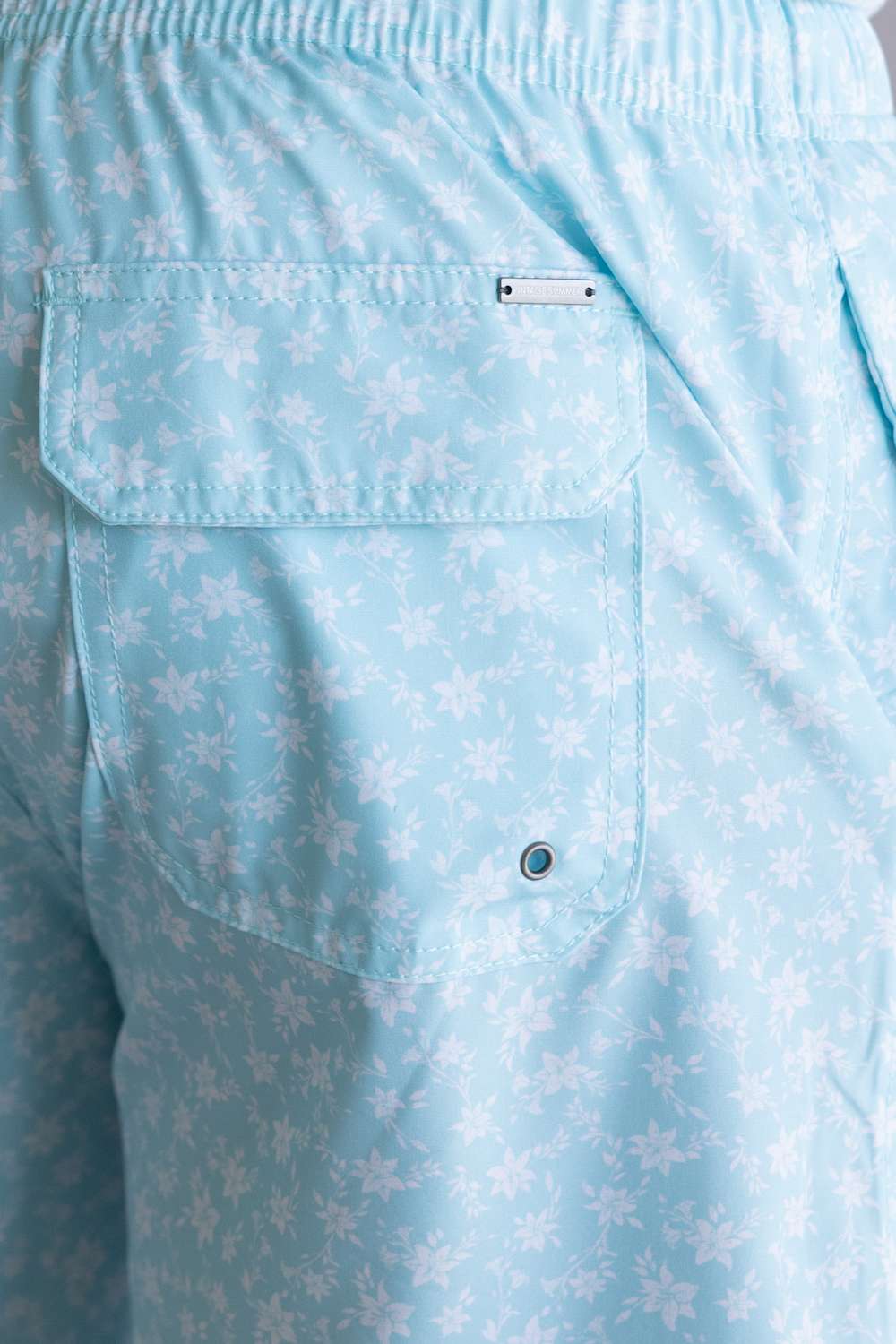 Vintage Summer 4 Way Stretch Volley Shorts for Men in Aqua