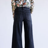 Vervet Super Soft High Rise Wide Crop Black Jeans for Women