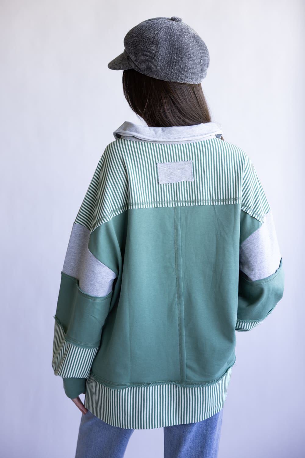 Colorblock Knit Shirt for Women in Sage