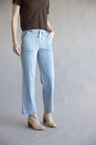 Vervet High-Rise Elastic Waistband Wide Leg Jeans for Women