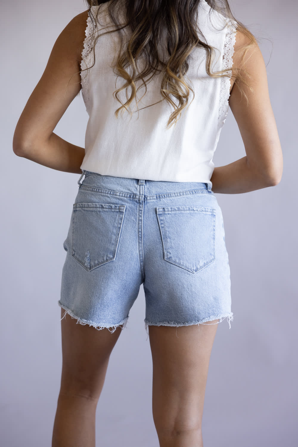 Vervet Boyfriend Fray Hem Denim Shorts for Women