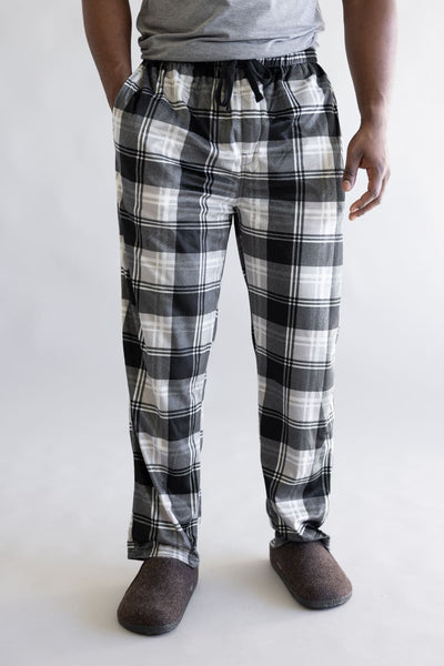 Weatherproof Silky Lounge Pants for Men in Black Plaid