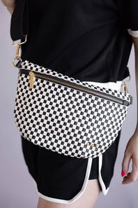 Weave Checked Bag for Women in Black
