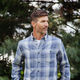 Weatherproof Vintage Burnout Flannel for Men in Faded Denim Blue