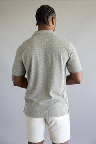 Weatherproof Vintage Diamond Jacquard Polo Shirt for Men in Olive