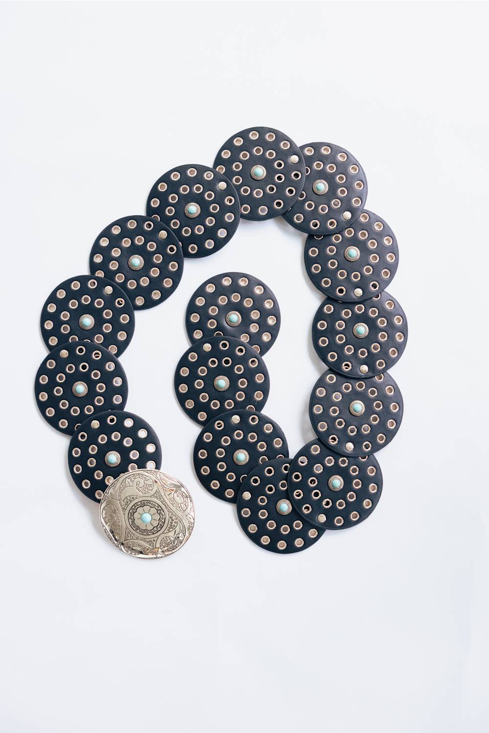 Western Concho Belt for Women in Black