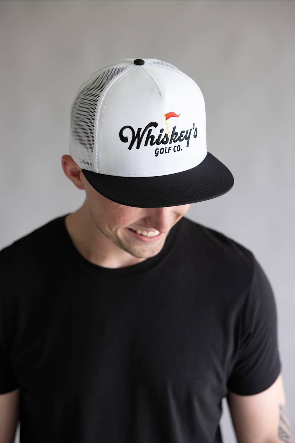 Whiskey Bent Golf Co Trucker Hat for Men in White