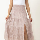 Wishlist Floral Midi Skirt with Side Slit for Women in Taupe