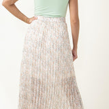 Wishlist Floral Pleated Midi Skirt for Women in Cream