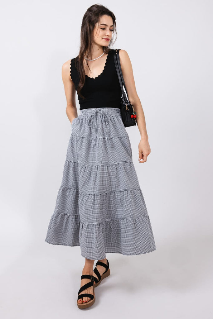 Viv Velvet Tiered Maxi Skirt-Glade | Boden USA