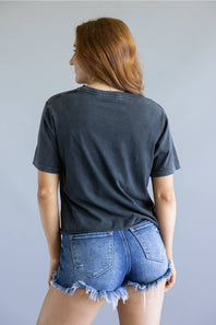 Zutter Puff Print Cowgirls Crop Tee for Women in Black