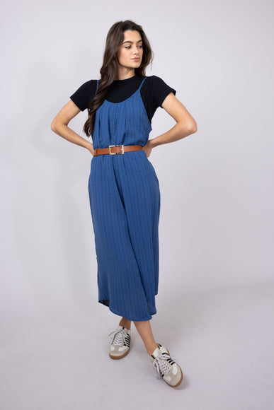 La Miel Wide Crop Jumpsuit for Women in Blue