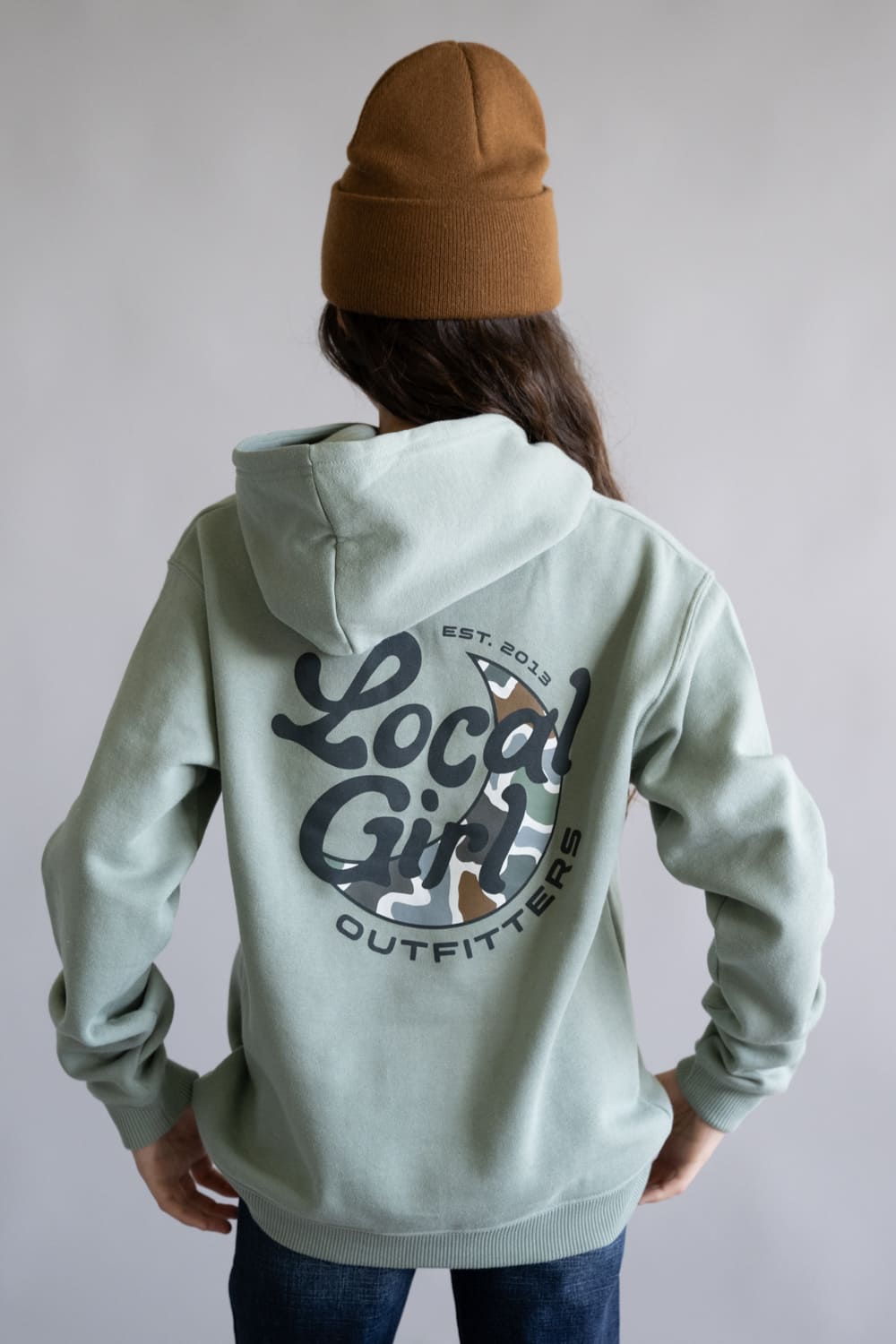 Local Girl Youth Groovy Moon Hoodie in Green