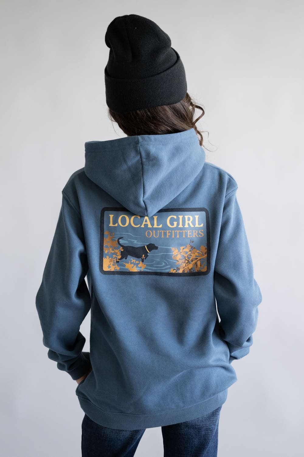 Local Girl Youth River Pup Hoodie in Blue