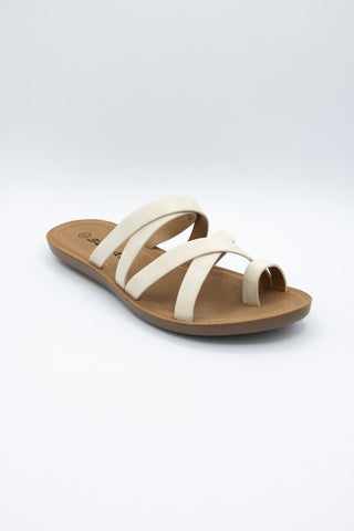 Soda Isabel Strappy Toe Sandals for Women in Beige