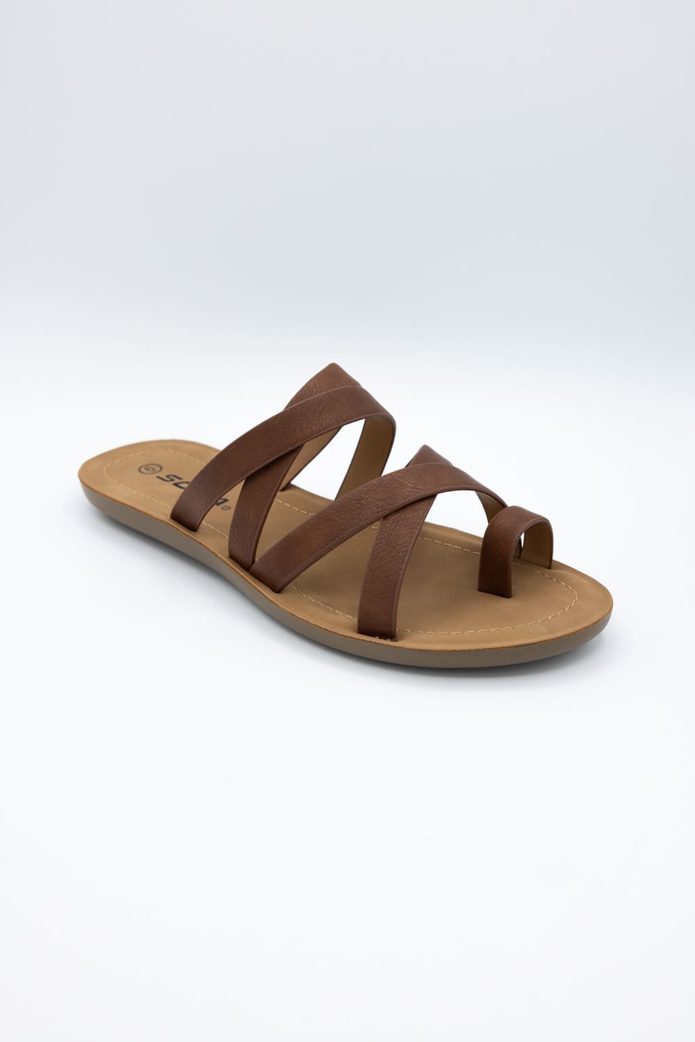 Soda Isabel Strappy Toe Sandals for Women in Cognac