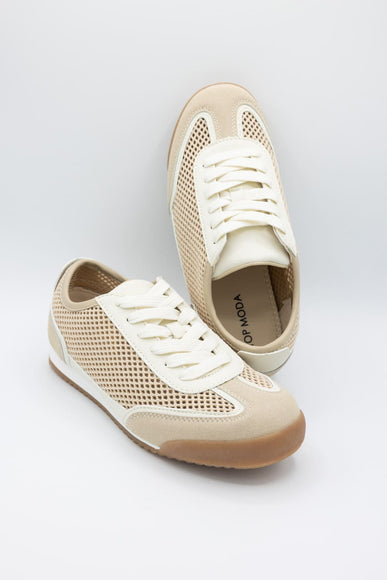 Top Moda Carly Mesh Sneakers for Women in Beige
