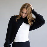 Turtleneck Shrug Bolero Sweater for Women in Black