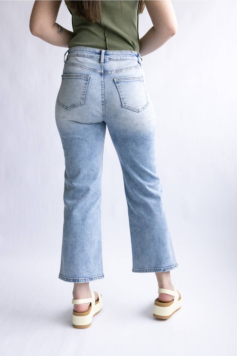 Mica High Rise Front Yoke Straight Crop Jeans for Women