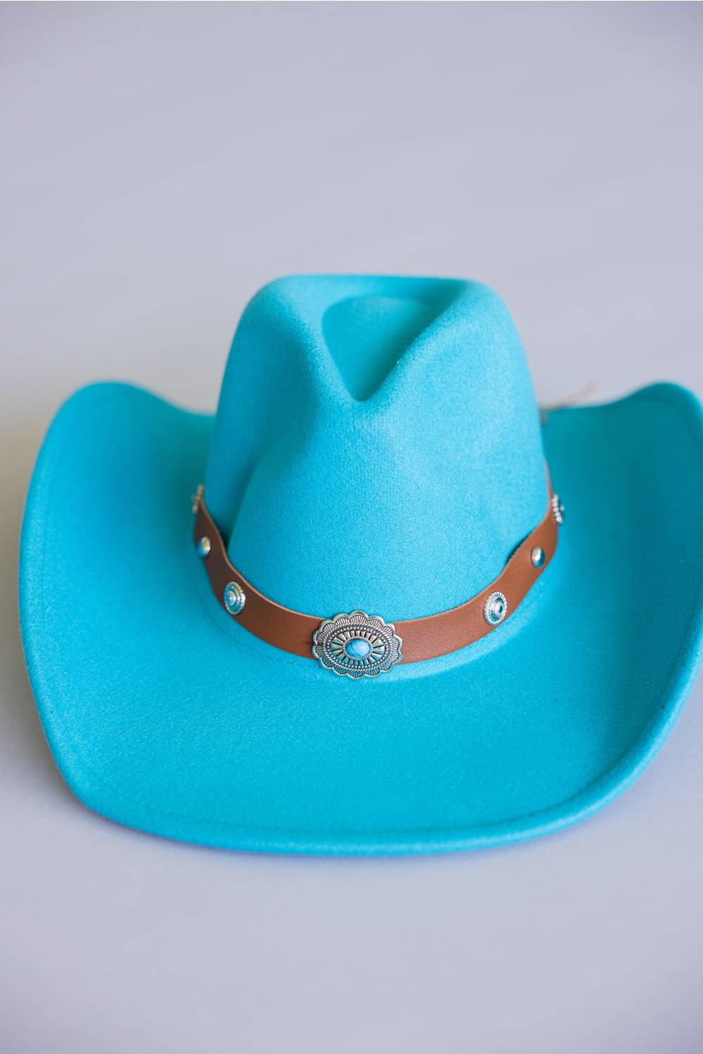 Belted Felt Cowboy Hat in Teal