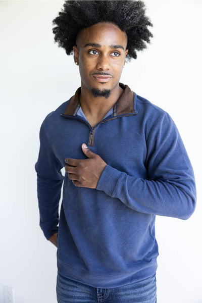 1897 Legends Quarter Zip Neck Sweater for Men in Navy | 10090-NAVY