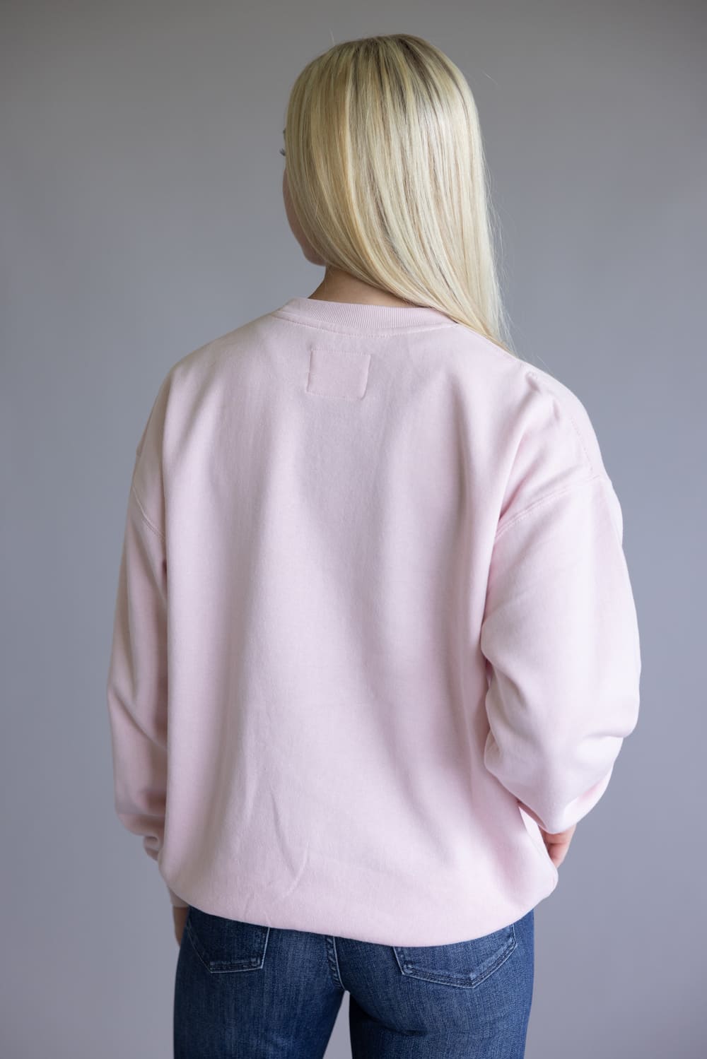 1897 Active Mama Claus Embroidered Fleece Sweatshirt for Women in Baby Pink