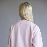 1897 Active Mama Claus Embroidered Fleece Sweatshirt for Women in Baby Pink