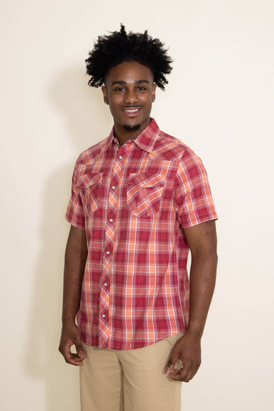 Plaid Button Up Shirt for Men in Red
