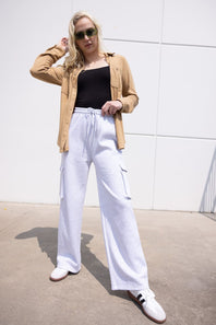 1897 Drawstring Cargo Fleece Sweatpants for Women in Grey