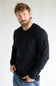 1897 Original Solid Henley Thermal Long Sleeve Shirt for Men in Black