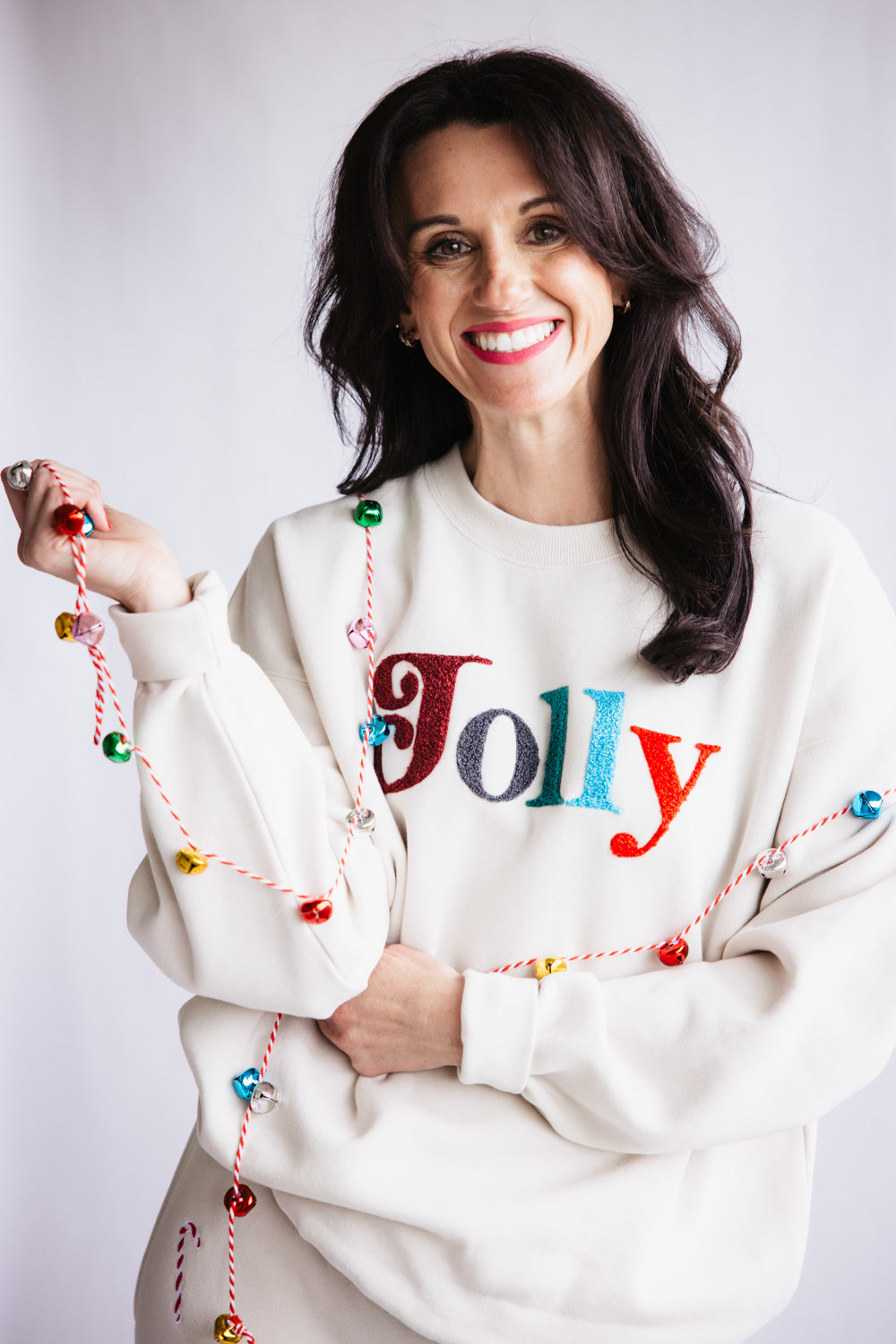 1897 Active Jolly Color Patch Fleece Sweatshirt for Women in Beige