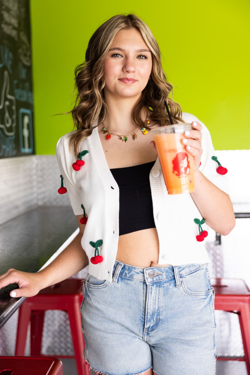 3D Cherry Cardigan for Women in White