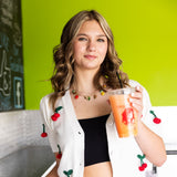 3D Cherry Cardigan for Women in White