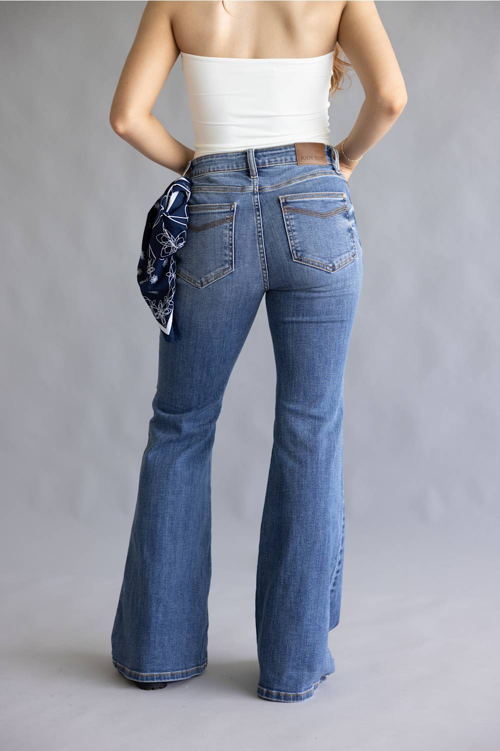 Judy Blue Mid Rise Bandana Flare Jeans for Women