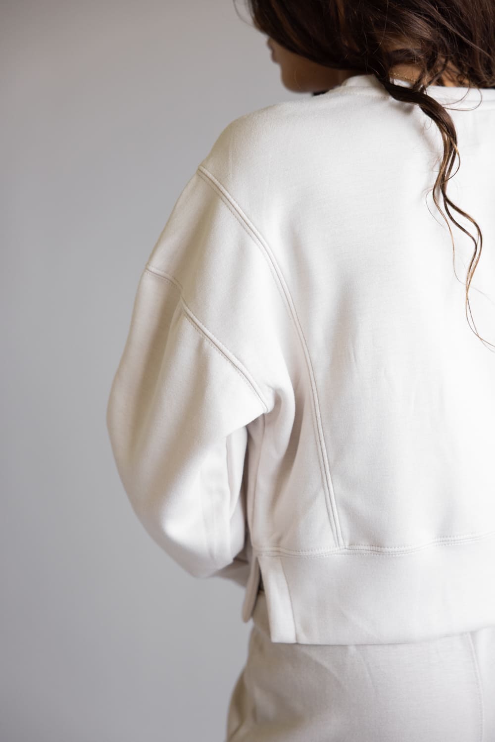 Youth Pullover & Wide Leg Pant Set for Girls in Grey/Beige