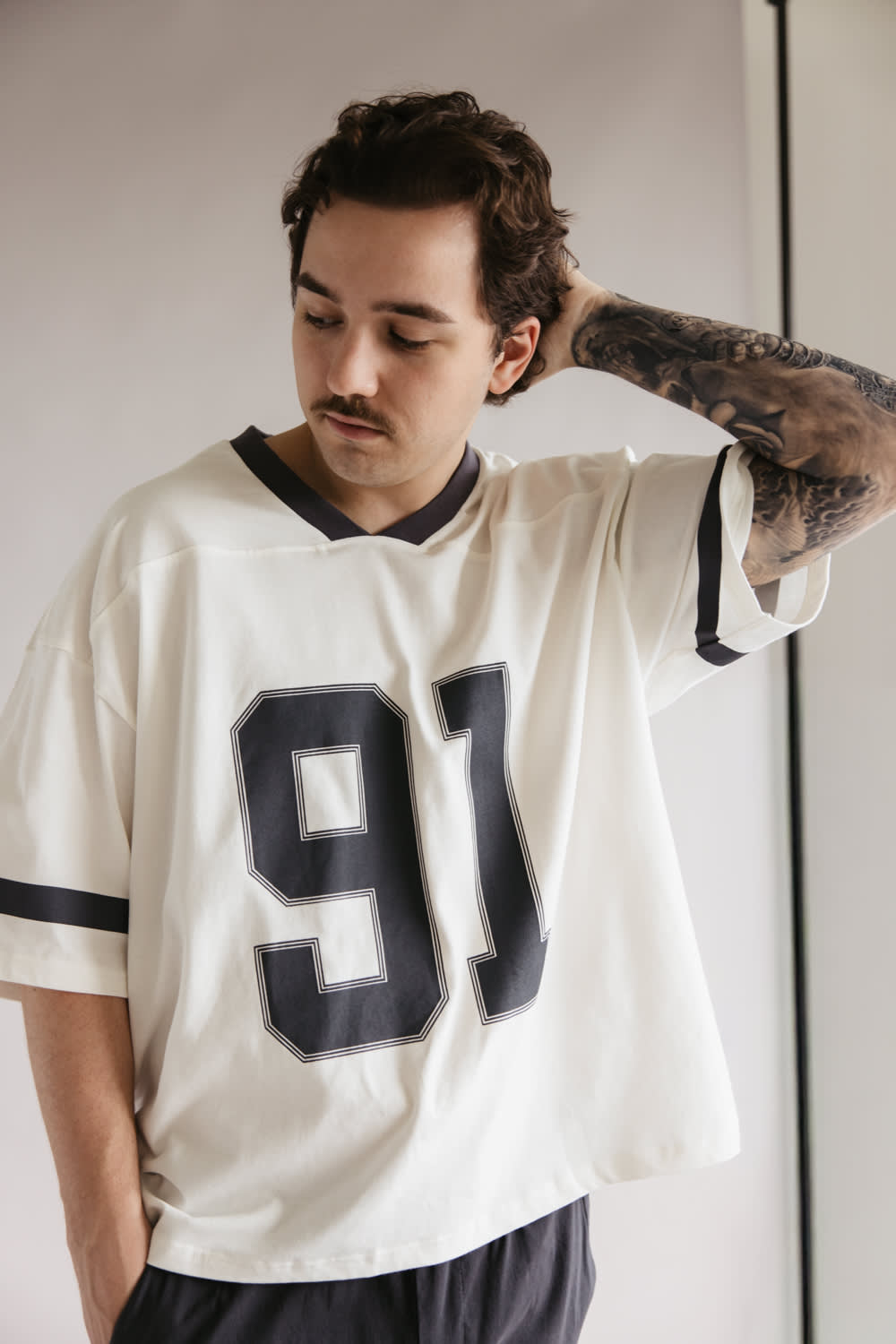 91 Graphic Jersey T-Shirt for Men in White