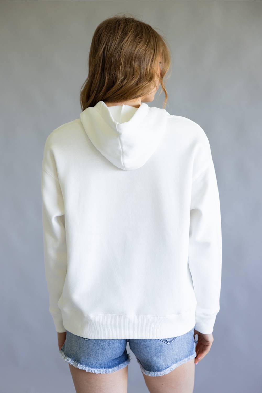 Striped Michigan Embroidered Hoodie for Women in White