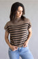 Blu Pepper Striped Mock Neck Sweater for Women in Mocha