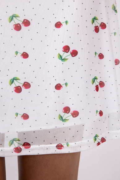 Cherry Open Back Mini Dress for Women in White