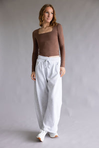 Baggy Barrel Fleece Sweatpants for Women in Ice Grey