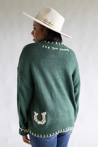 Bailey Rose Horse Stitch Sweater for Women in Green